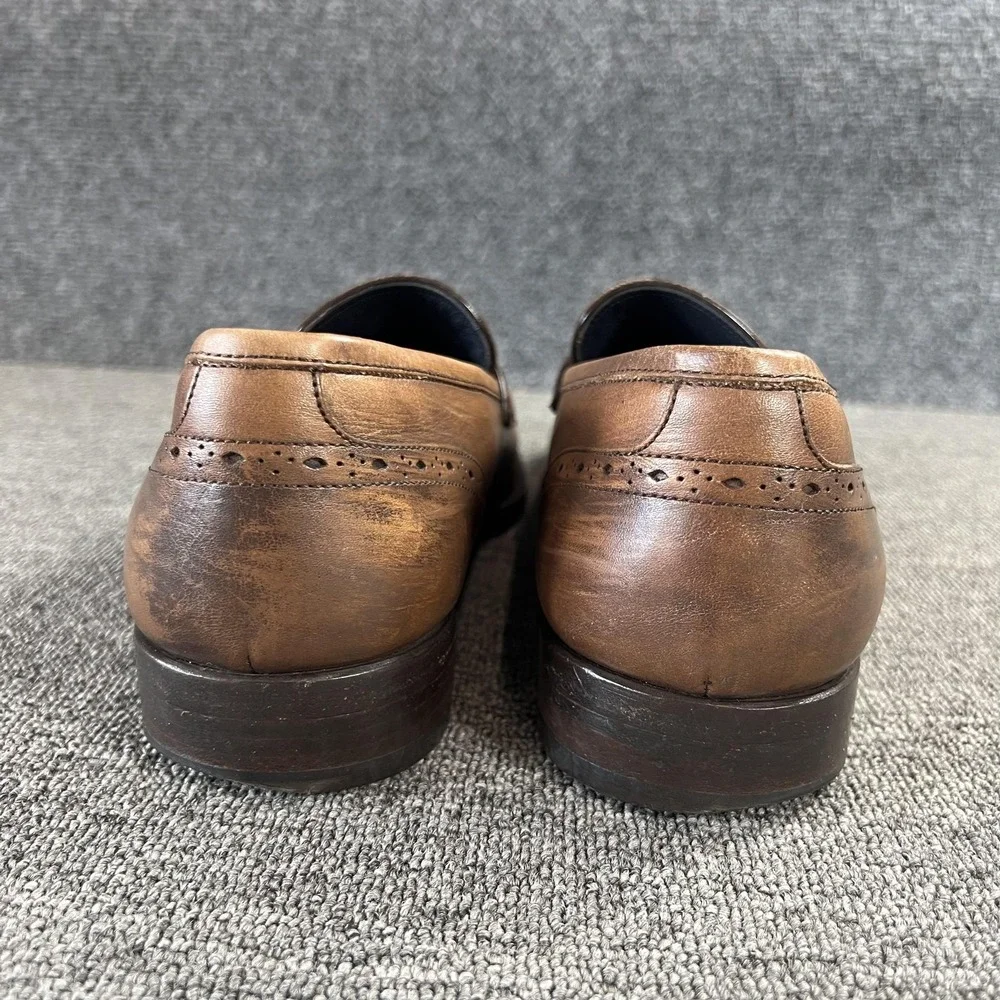 Ermenegildo Zegna Shoes Mens 10 Brown Leather Penny Loafer Dress Slip On Italy